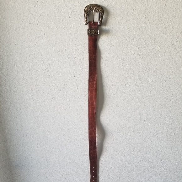 Retro vintage genuine brown leather belt - Picture 3 of 8